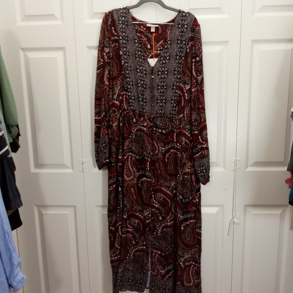 Knox Rose Women's Long Sleeve Button-Front Night Sky Dress in Size XXL - Picture 1 of 10